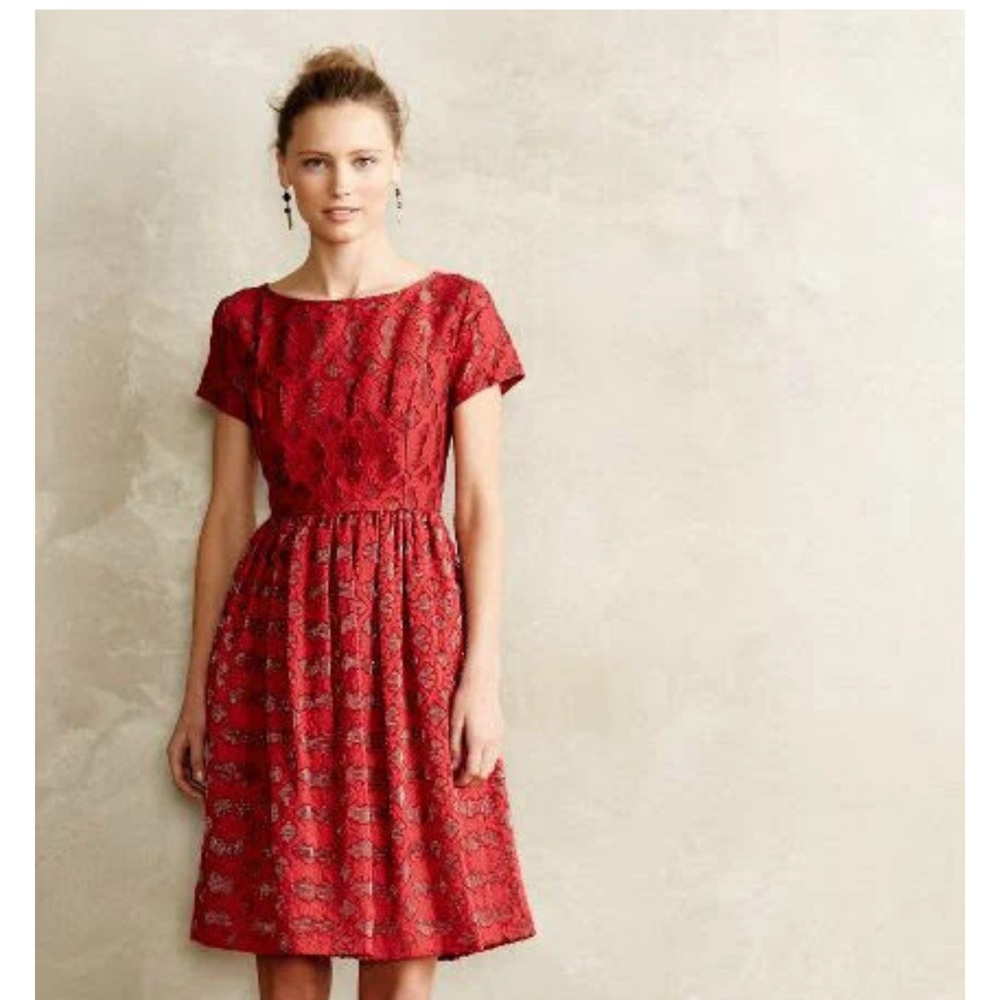 Anthropologie Molinette Soeurs “Rubied Lace” Dress